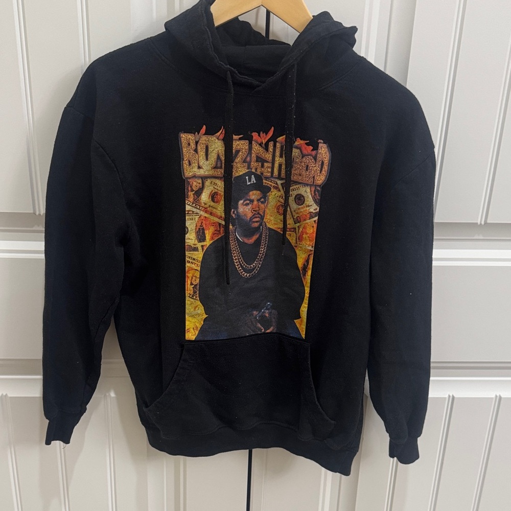 Black Graphic Hoodie with Iconic Design